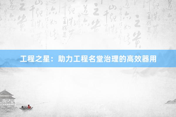 工程之星：助力工程名堂治理的高效器用